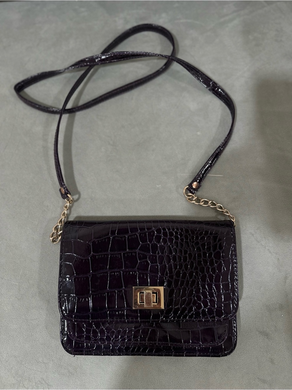 Aldo Classic Croc-Embossed Crossbody Bag in Deep Plum